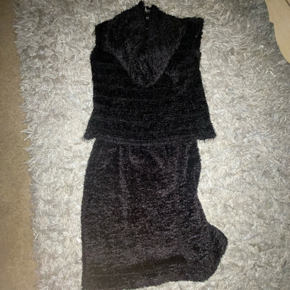 2 Pc Black Chic Skirt Set